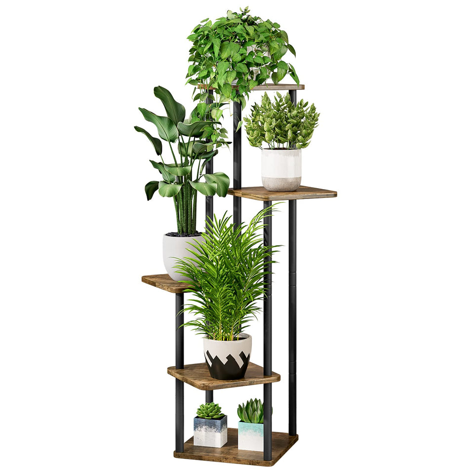AZERPIAN 5-tier plant stand front view, space-saving corner display for multiple pots