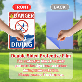 AzReference No Diving Sign 14x10 suited for water parks and outdoor venues.