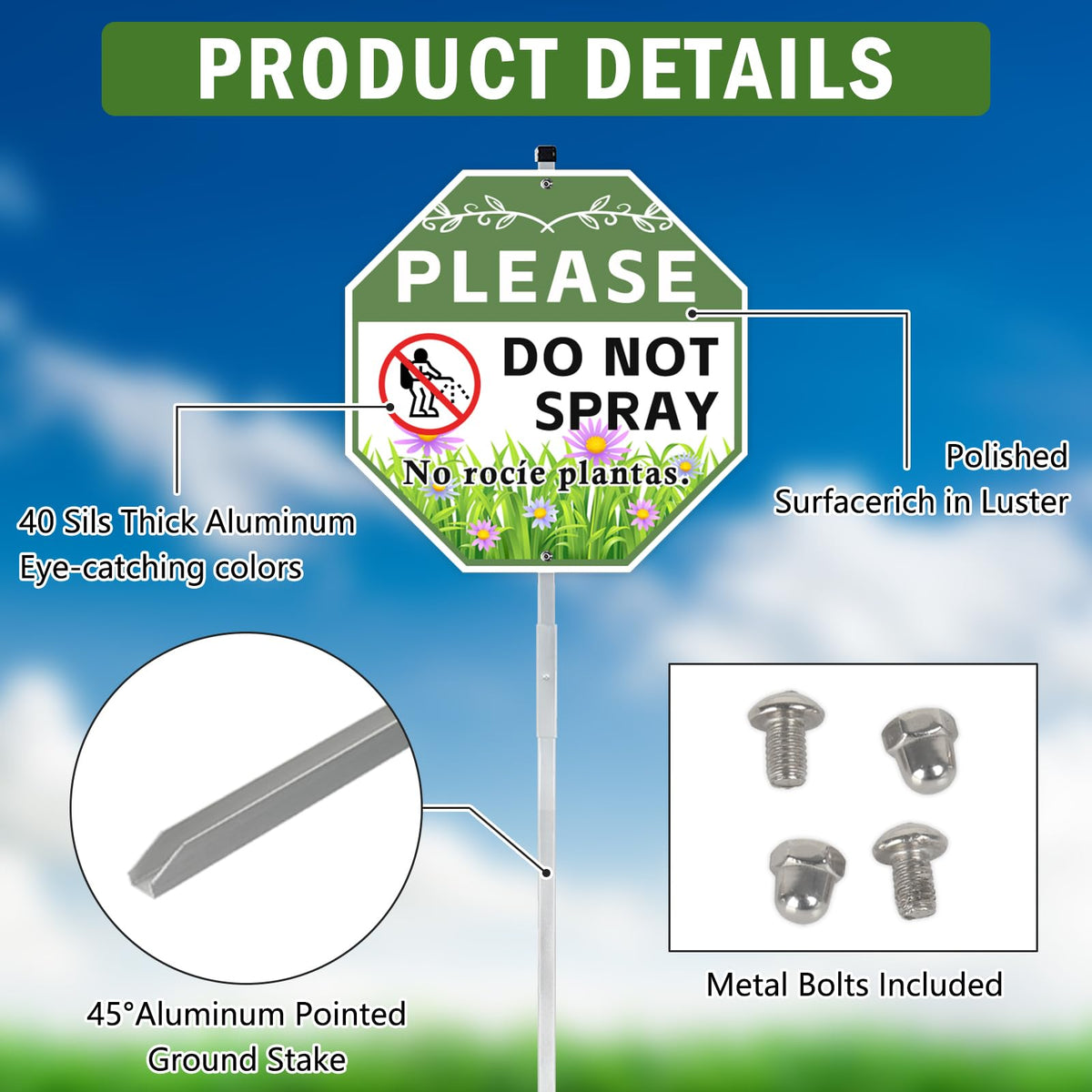 AzReference sturdy aluminum stake supports a stable outdoor display
