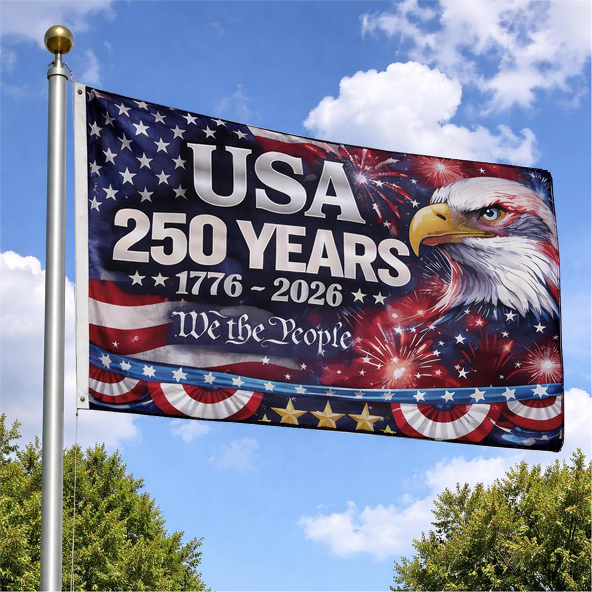 Azrra 250th USA flag 3x5 double-sided ready for outdoor display