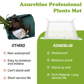 Azureblue mat with buckles ready to snap for splash protection.