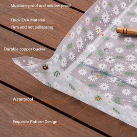 Azureblue clear potting mat with daisy pattern ideal for seedlings.