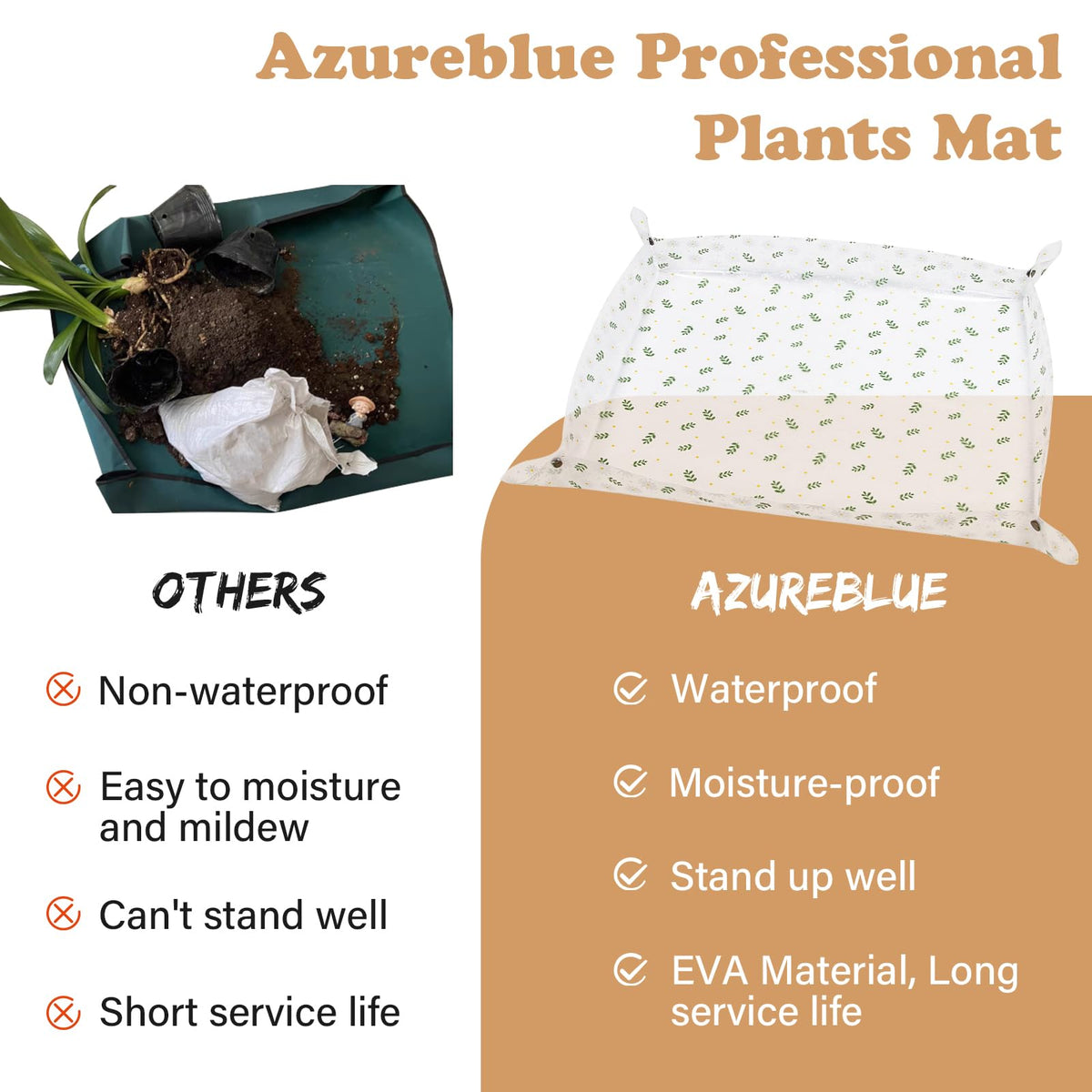 Azureblue EVA fabric mat is durable, waterproof, and stain resistant.