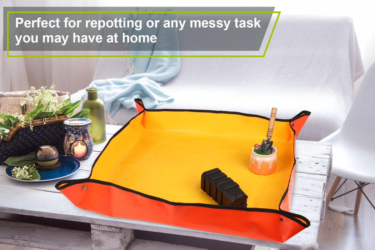 Azureblue indoor gardening mat orange, a practical gift for plant lovers.