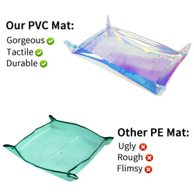 Azureblue multiuse indoor gardening mat for seedlings and spills.