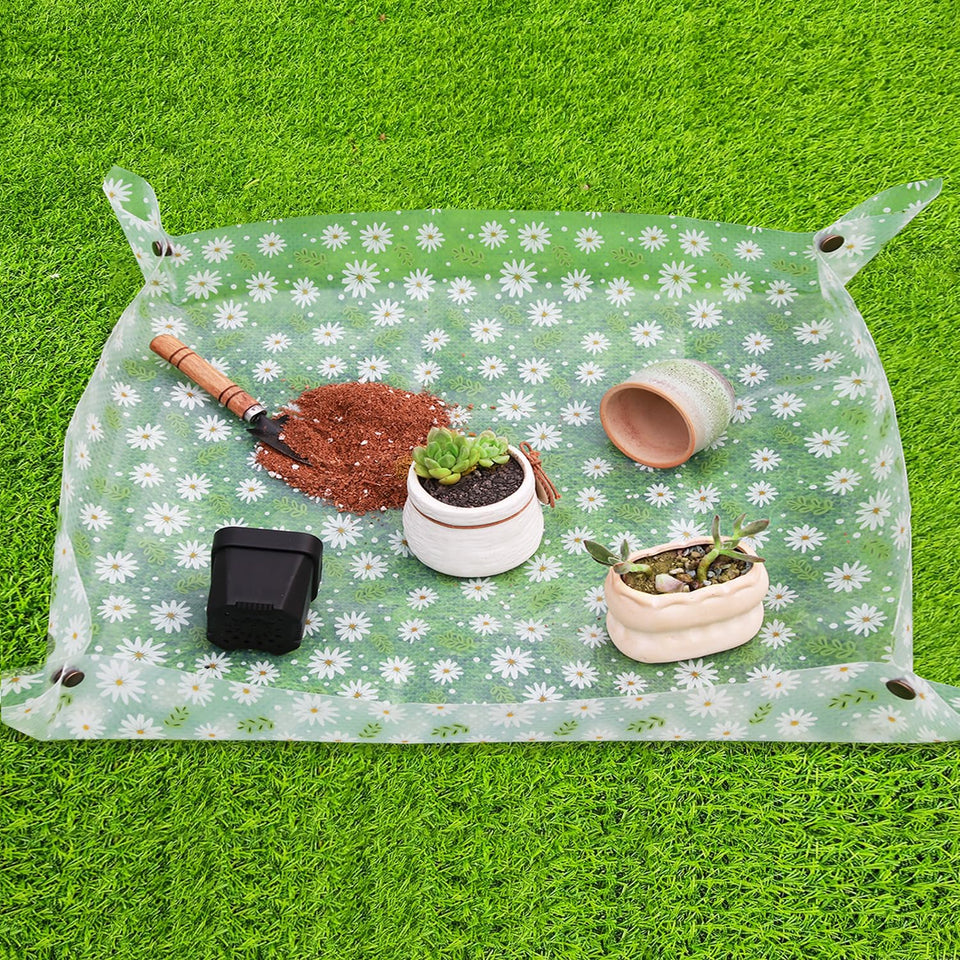 Azureblue repotting mat for indoor plants waterproof surface keeps mess contained.