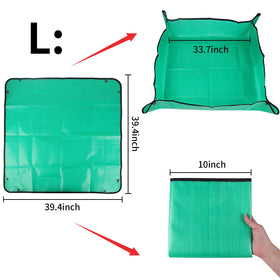 Azureblue stain resistant plant mat protects surfaces during gardening