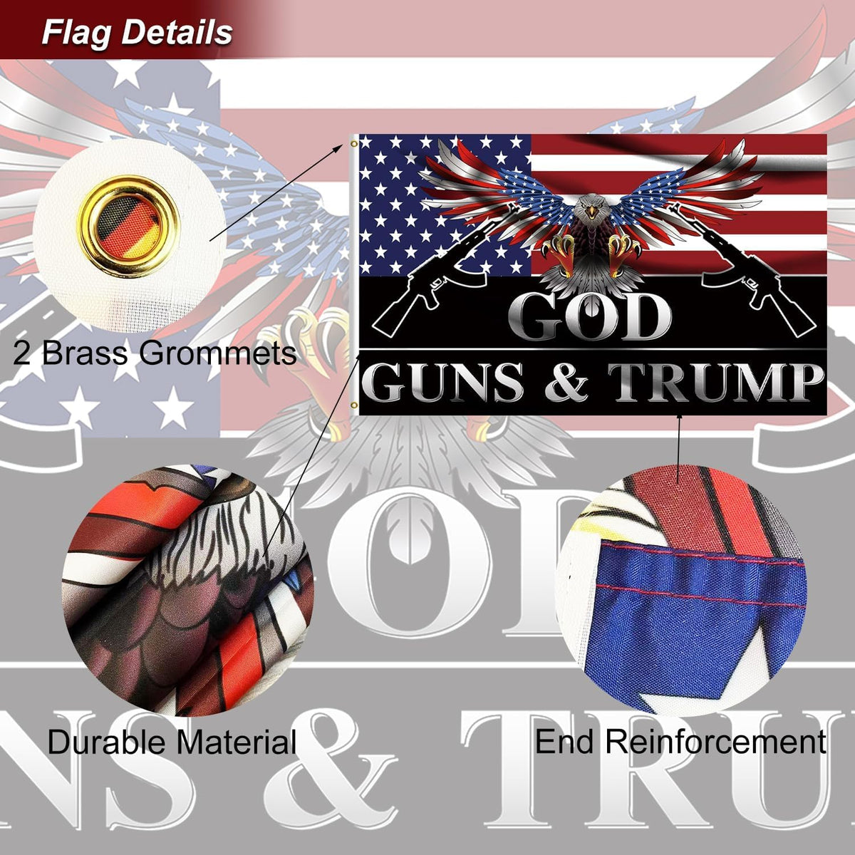 Azurtis patriotic eagle design flag enhances yard or parade setups