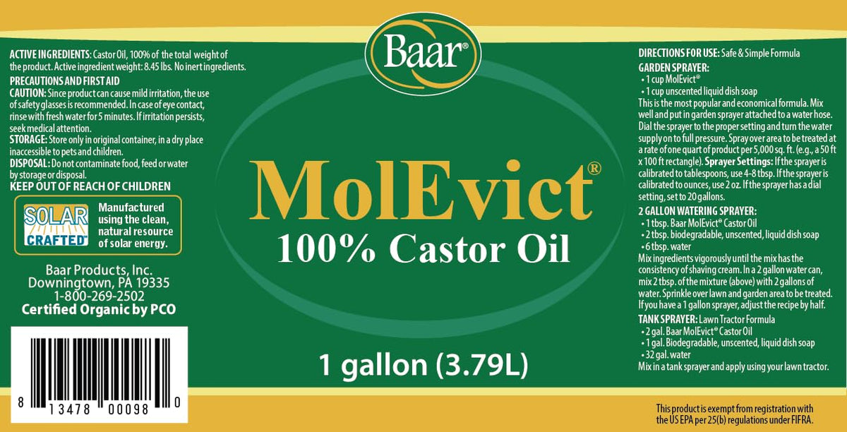 Baar MolEvict lawn protection application deters pests and supports healthy turf.