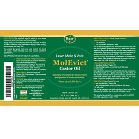 Baar MolEvict bottle back label with usage directions.