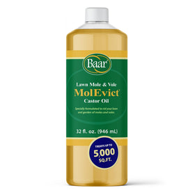 Baar MolEvict bottle front view for lawn pest deterrence.
