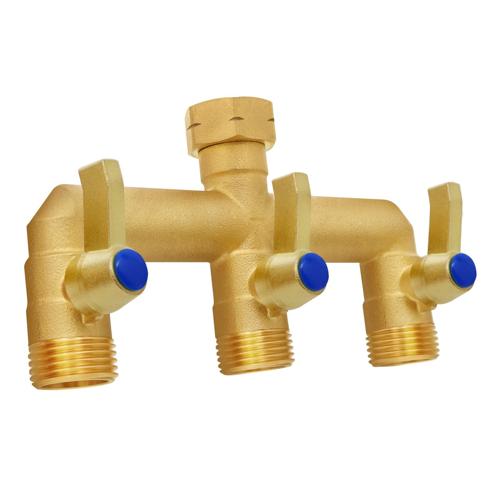 BACASIN brass garden hose splitter with 3-way outlets for durable, versatile watering