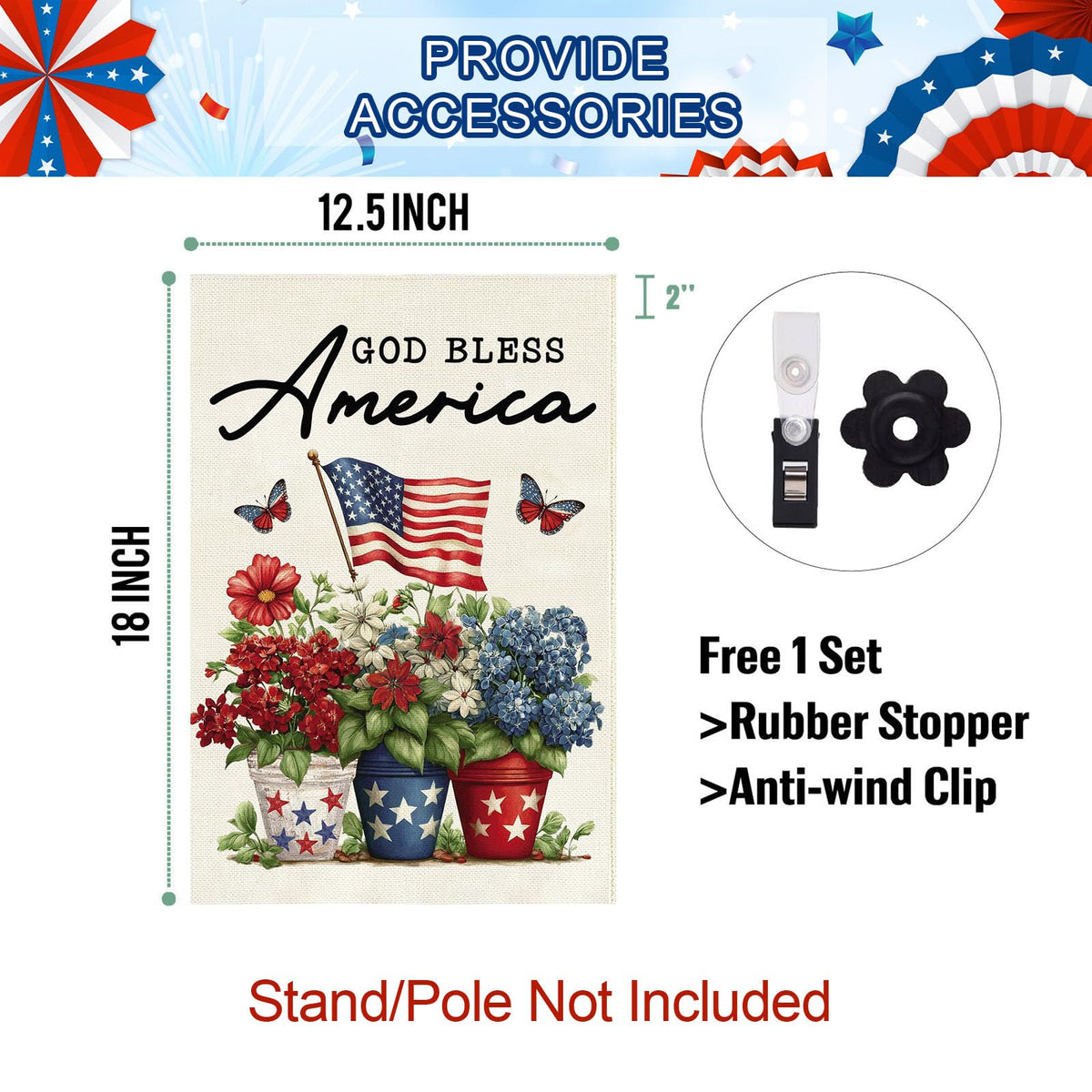 Baccessor 12.5 x 18 inch garden flag compact and visible