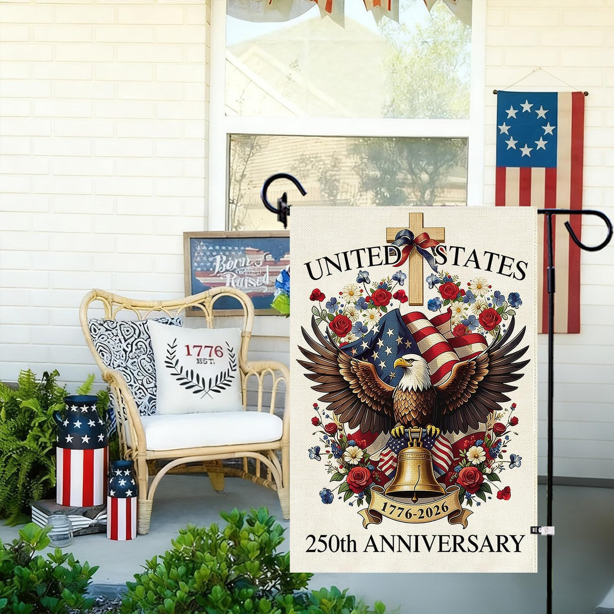 Baccessor 1776-2026 anniversary flag adds commemorative charm outdoors