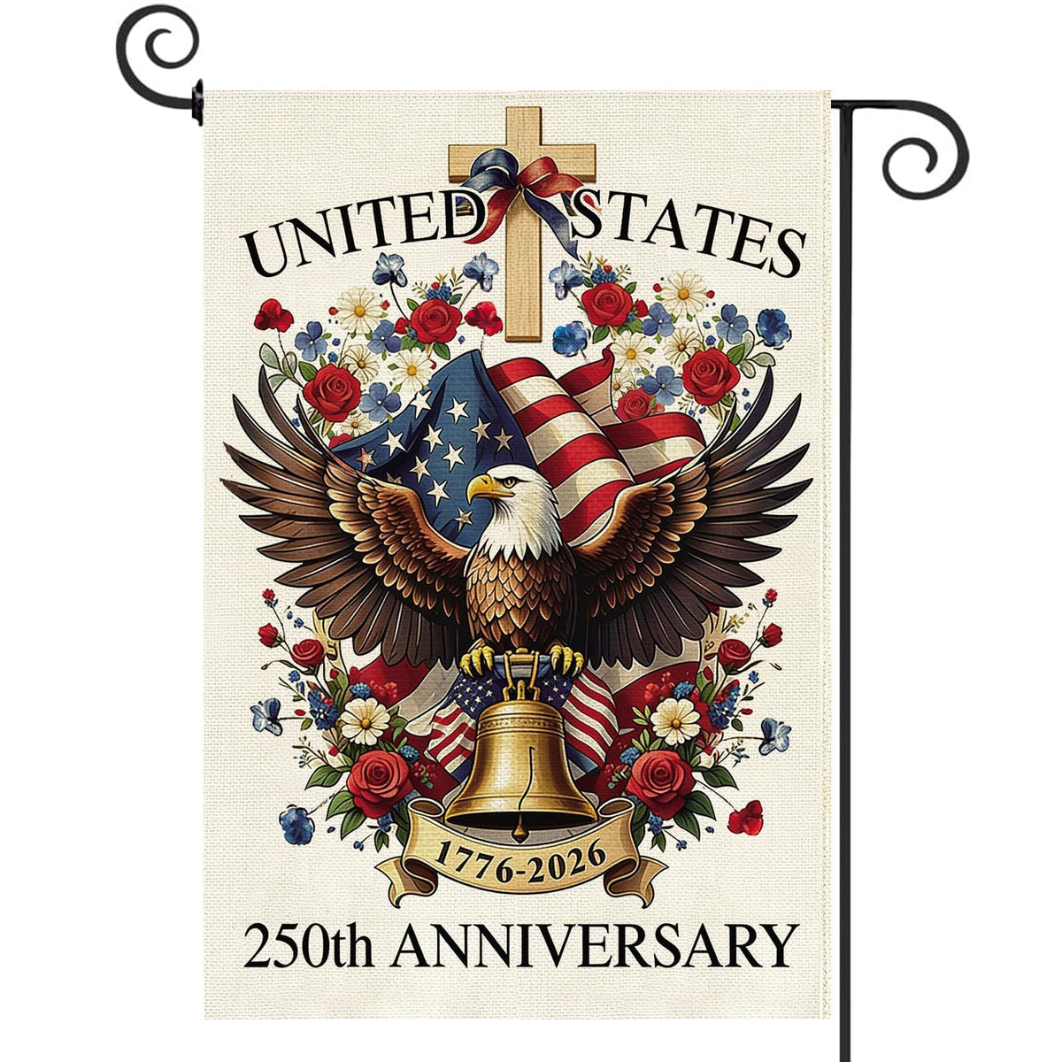 Baccessor 250 Years USA garden flag front view for outdoor display