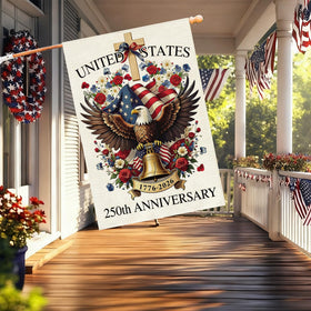 Baccessor 250 Years USA House Flag double-sided close-up shows vibrant print from all angles