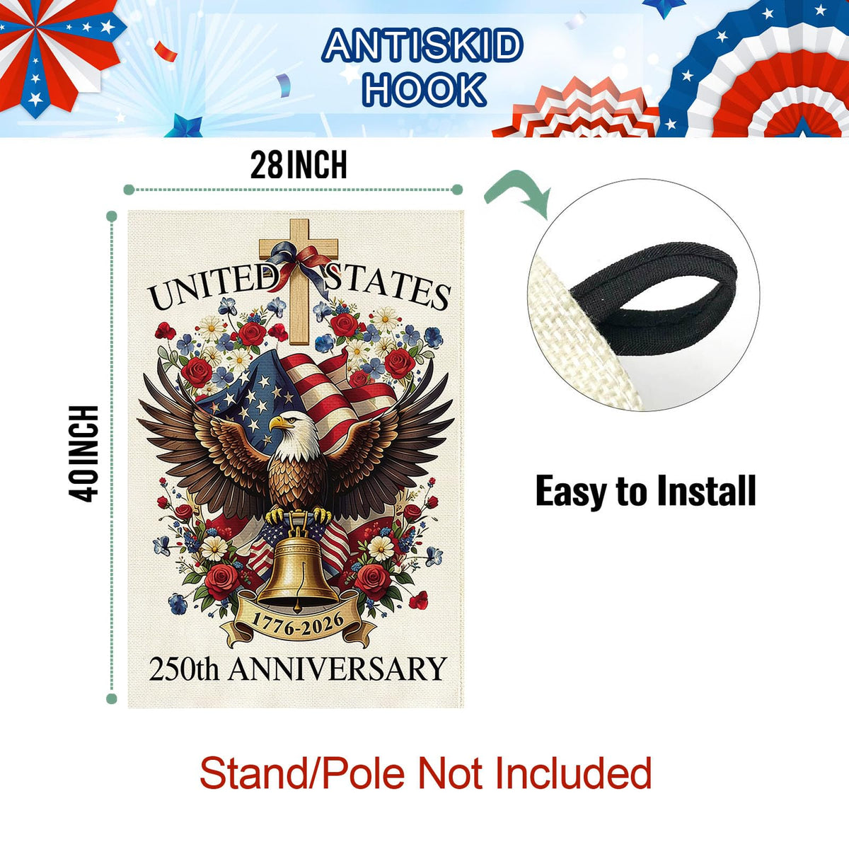 Baccessor 250 Years USA House Flag celebrates 1776-2026 milestones for Independence Day