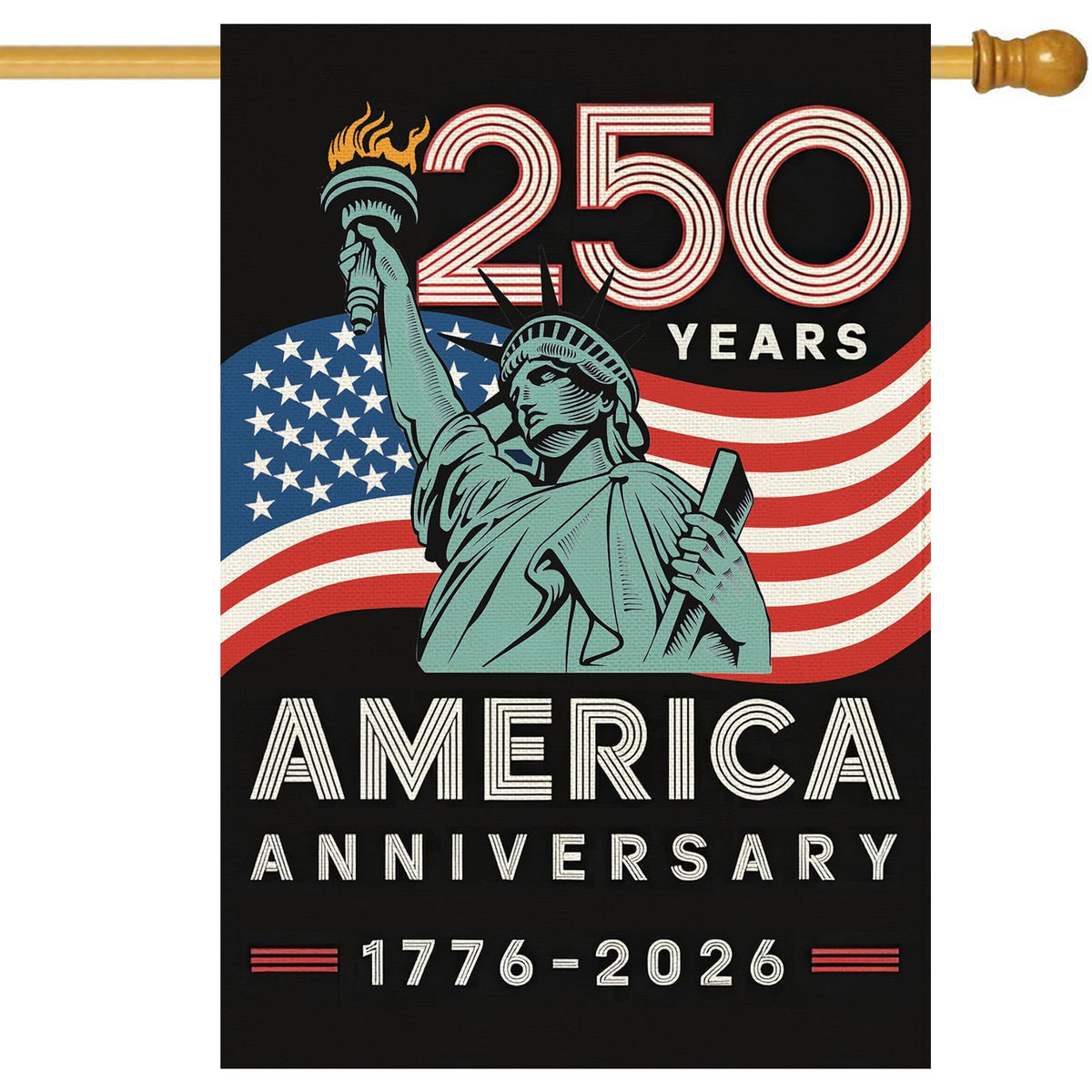 Baccessor 250th Anniversary flag double-sided 28x40 inches for outdoor display.