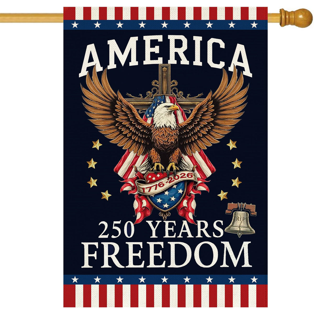 Baccessor 250th anniversary flag front view, double-sided visibility