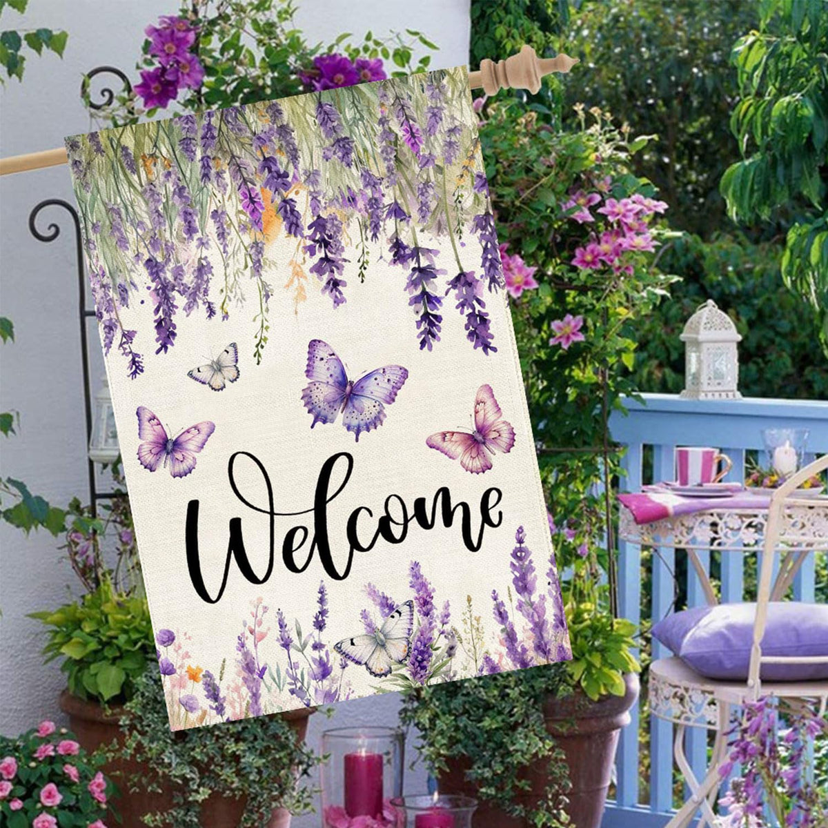 Baccessor 28x40 inch burlap yard flag, durable outdoor decor for seasonal events.
