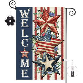 Baccessor 4th of July garden flag with patriotic print welcoming guests