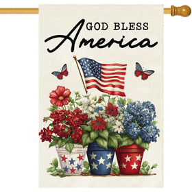 Baccessor America flag 28x40 on porch for welcoming curb appeal