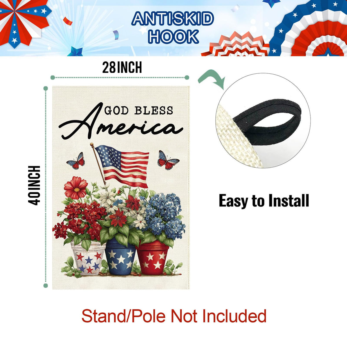 Baccessor flag withstands wind and rain with durable stitching