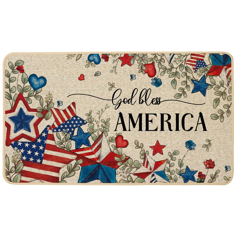 Baccessor American Flag Stars Doormat for entryways with patriotic design and 17x29 size