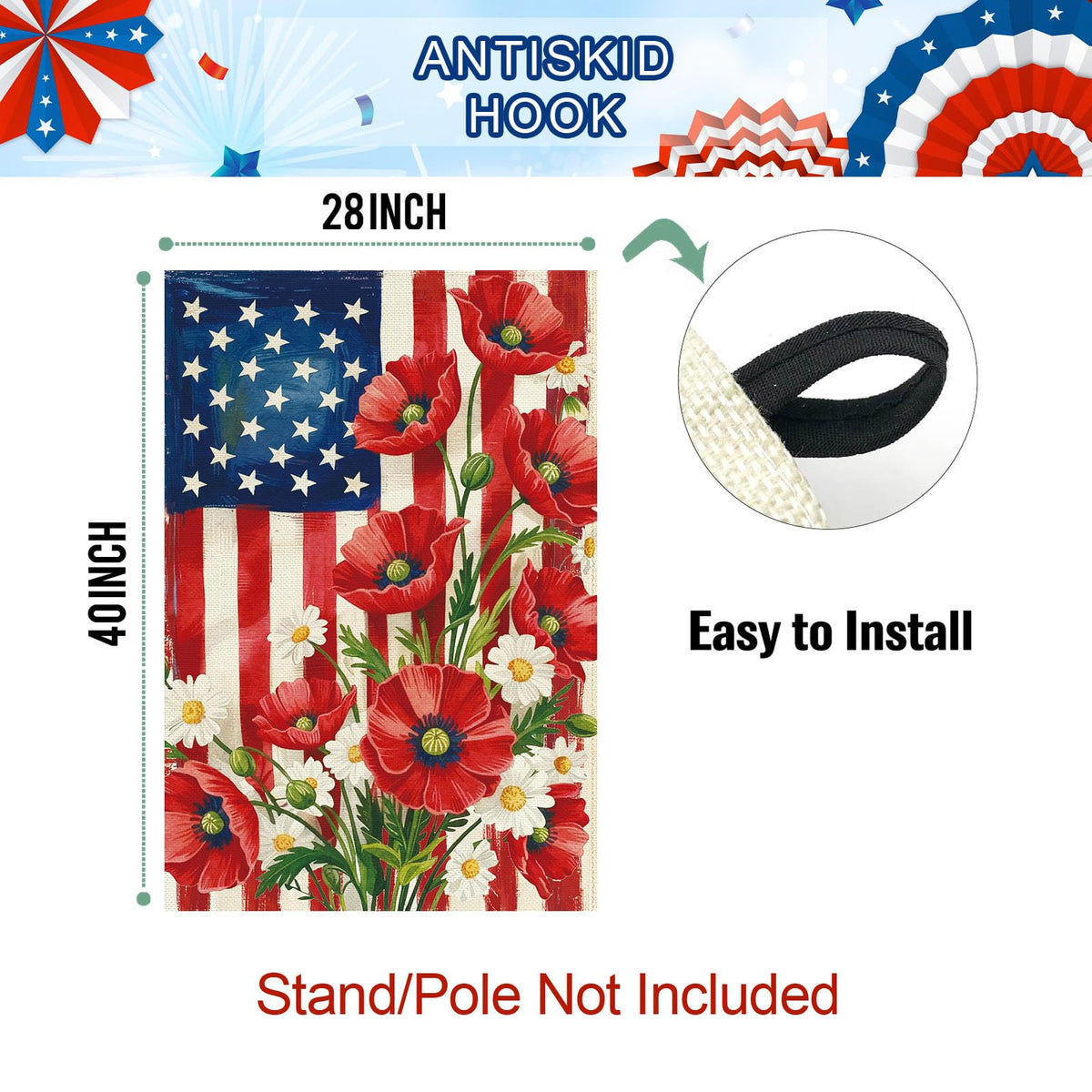 Baccessor anti-skid sleeve keeps the flag secure on poles