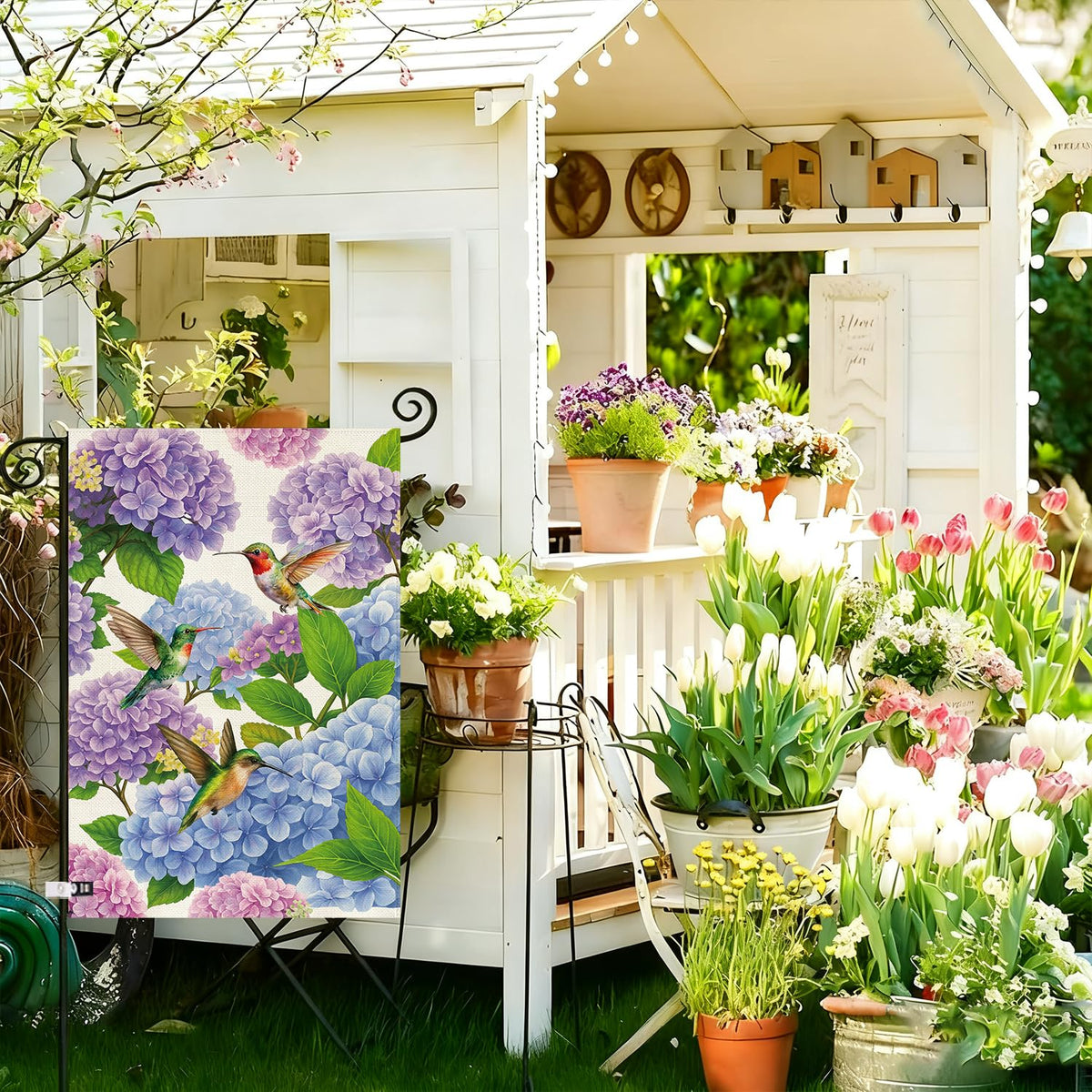 Baccessor anti wind clip included keeps hydrangea flag upright