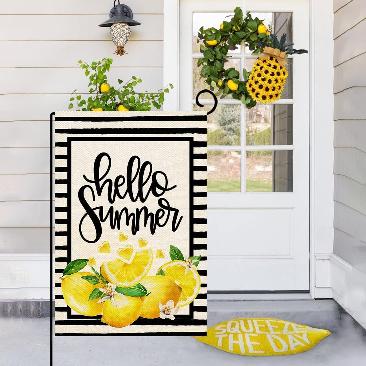 Baccessor Black stripes design enhances modern outdoor decor and contrasts with greenery.