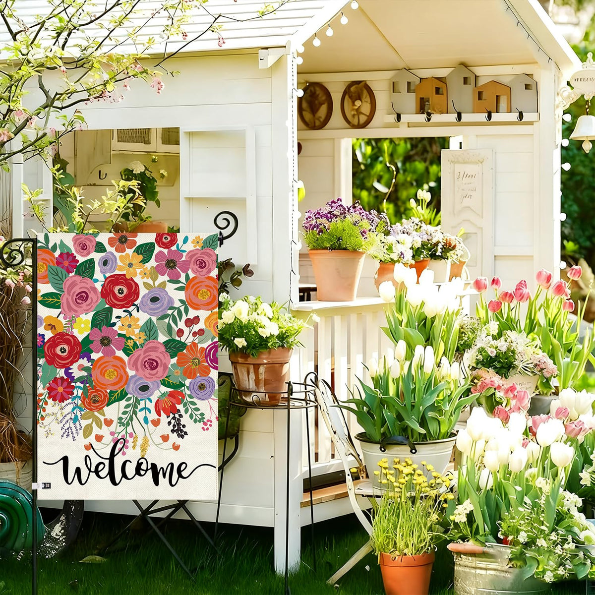 Baccessor burlap material flag for durable outdoor display