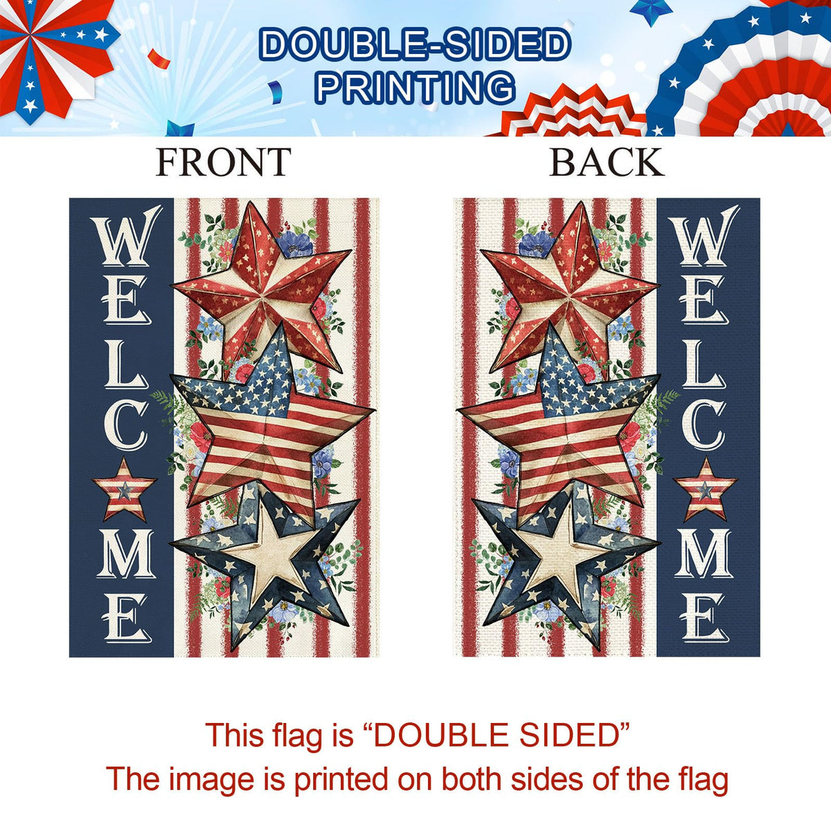 Baccessor weatherproof flag withstands wind and rain for seasonal outdoor décor.