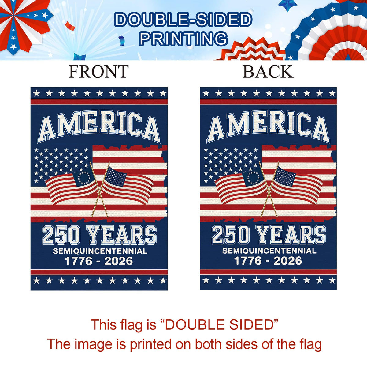 Baccessor burlap-like material flag with premium feel.