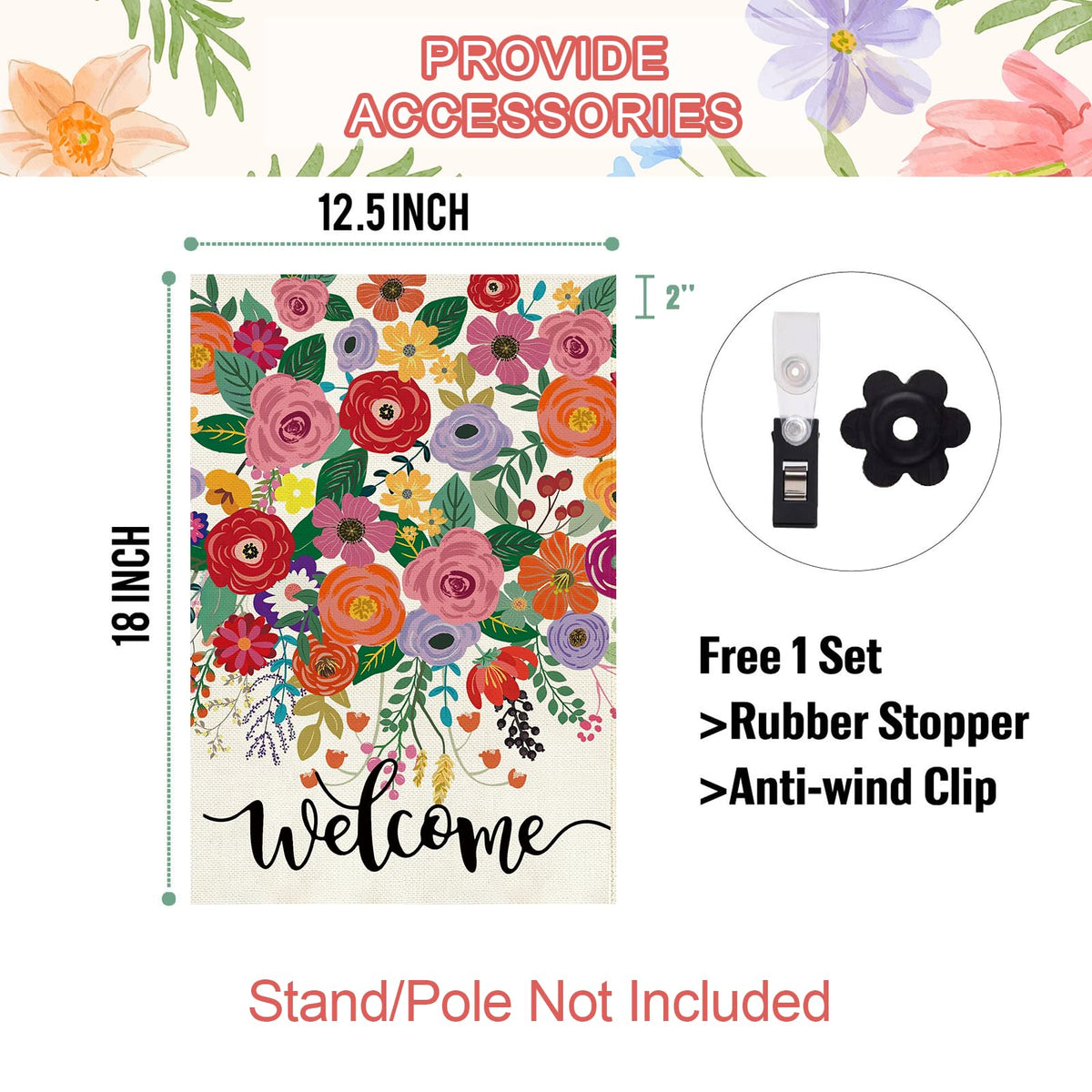 Baccessor designer floral print flag reflects quality decor