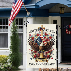 Baccessor double-sided burlap flag showing durable print and plush texture