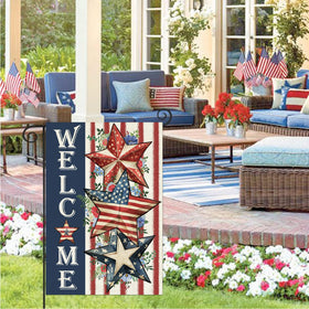 Double-sided burlap flag by Baccessor for garden welcome