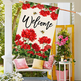Baccessor Bee Floral Flag, double-sided print for welcoming entryways