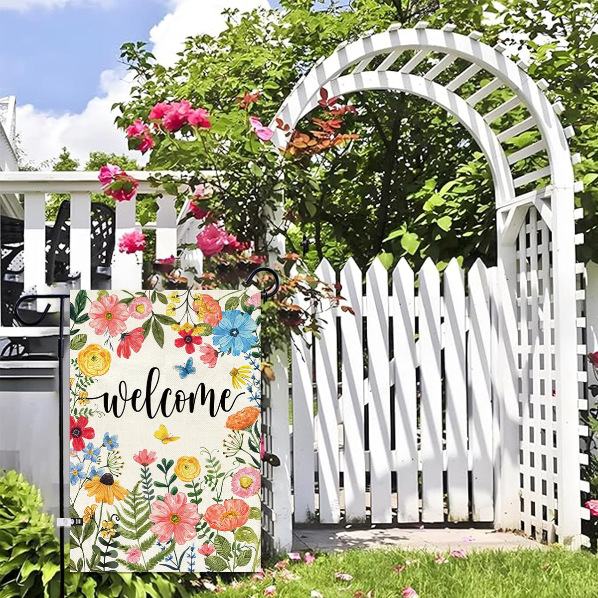 Baccessor farmhouse garden flag durable burlap for outdoor entryways