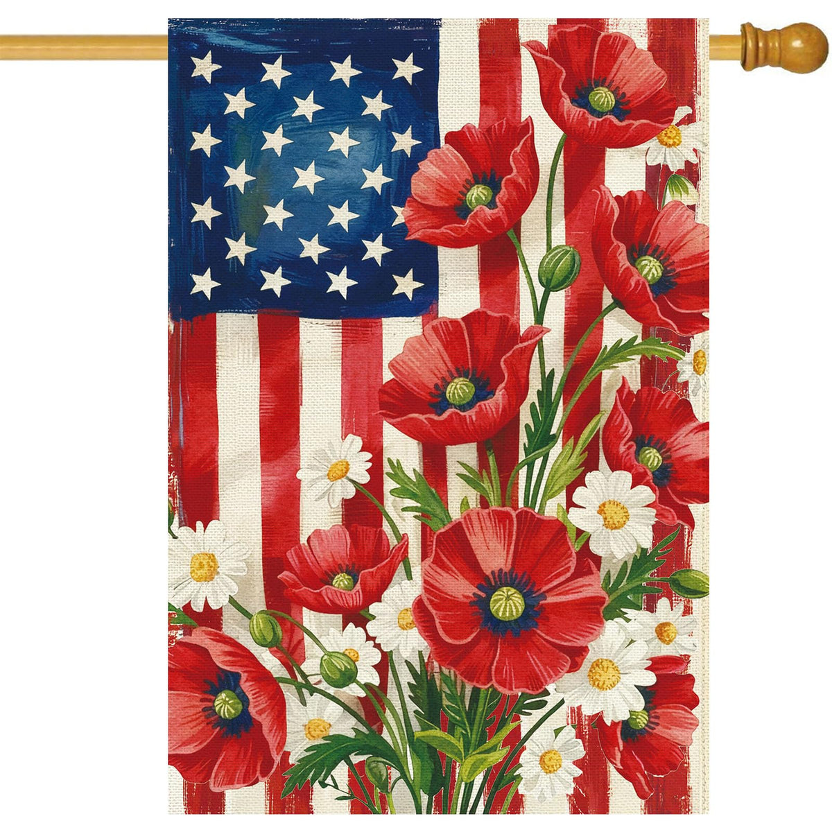 Baccessor flag 28x40 doublesided burlap clearly visible from the curb