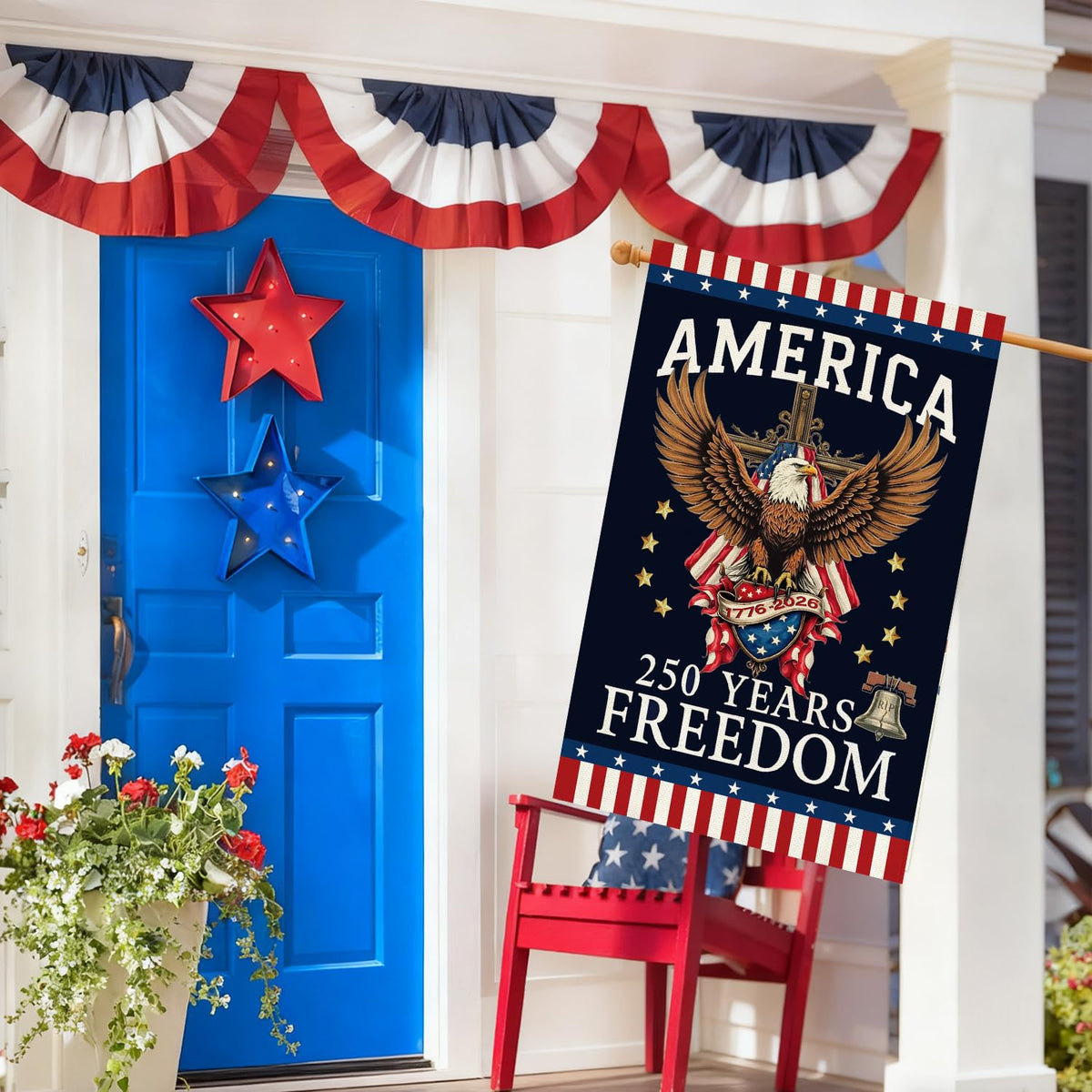 Baccessor flag shown with standard pole, easy install and secure fit