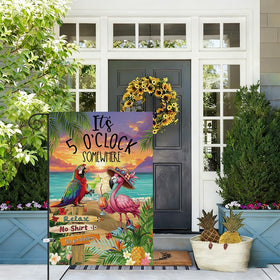 Baccessor Flamingo yard flag showcases cheerful design to brighten patios seasonally