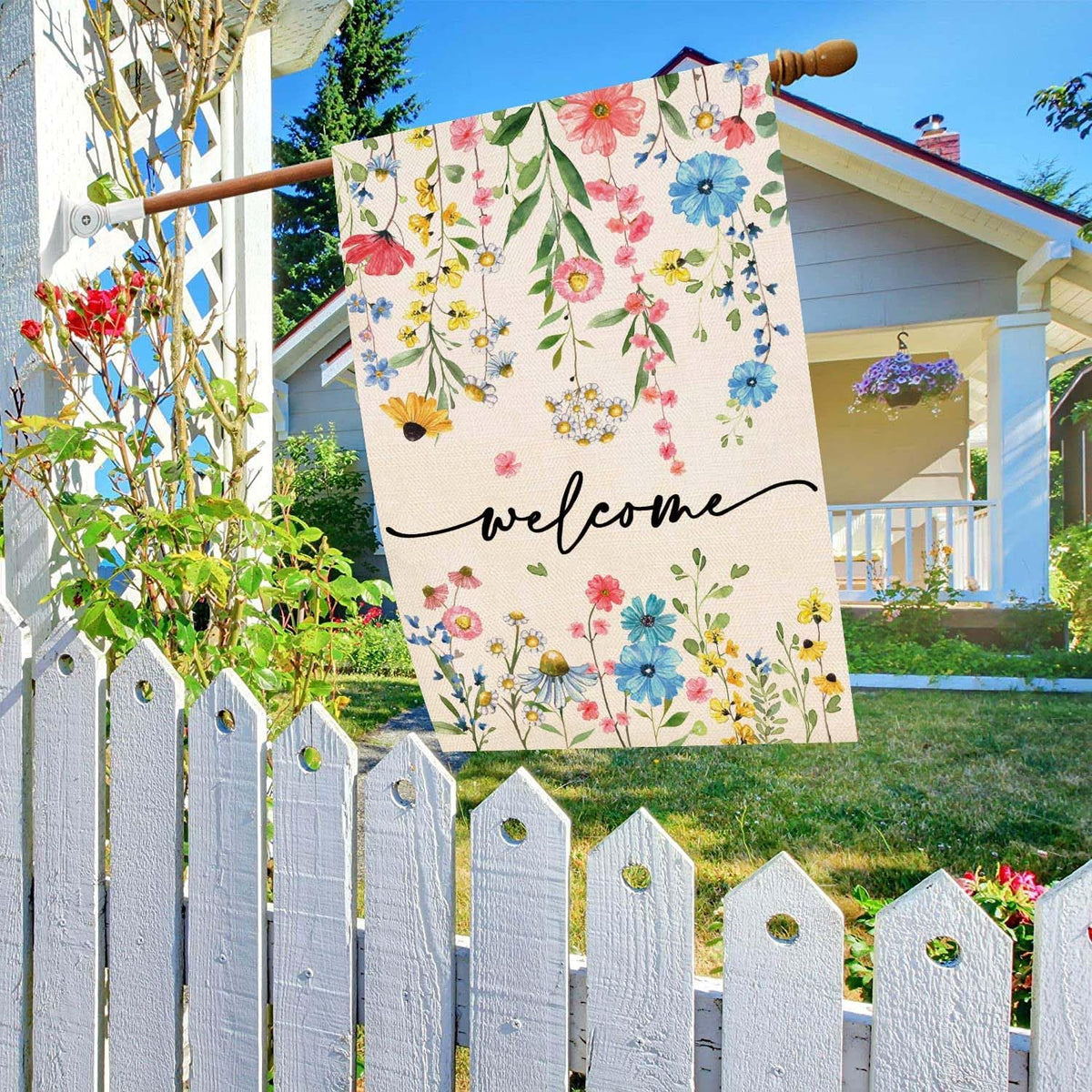 Baccessor floral flag sleeve enables easy pole mounting and quick swaps