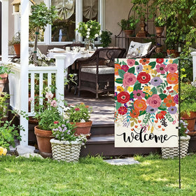 Baccessor floral flag front yard adds seasonal charm