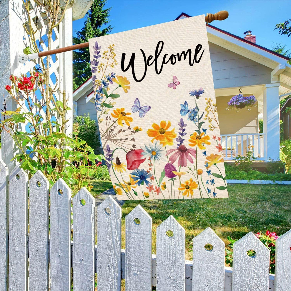 Baccessor floral leaves garden flag adds curb appeal and garden charm.