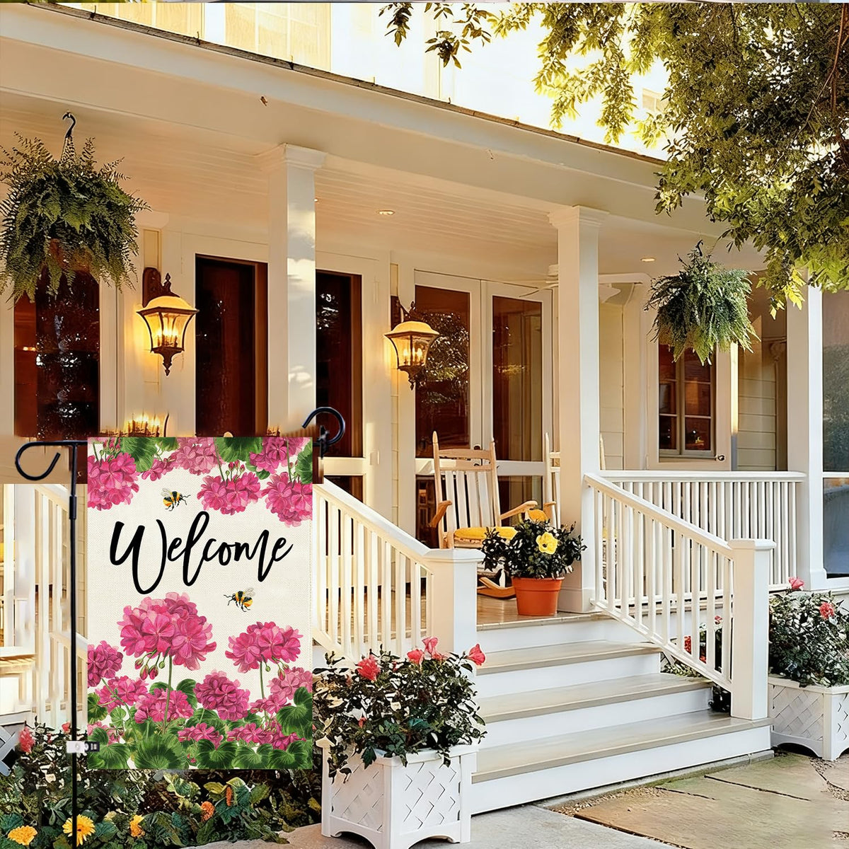 Baccessor floral welcome yard decor for front door and lawn.