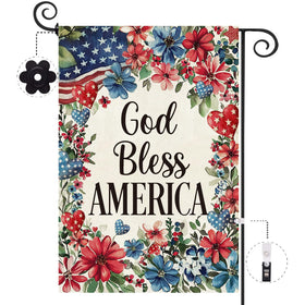 Baccessor fourth of July flag 12-5x18 burlap, vivid double-sided print for curbside celebration.