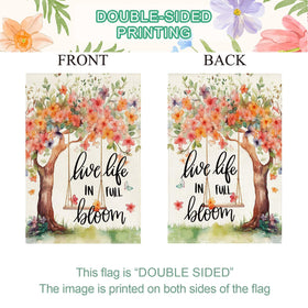 Baccessor Floral tree design flag enhances garden ambiance with seasonal charm.
