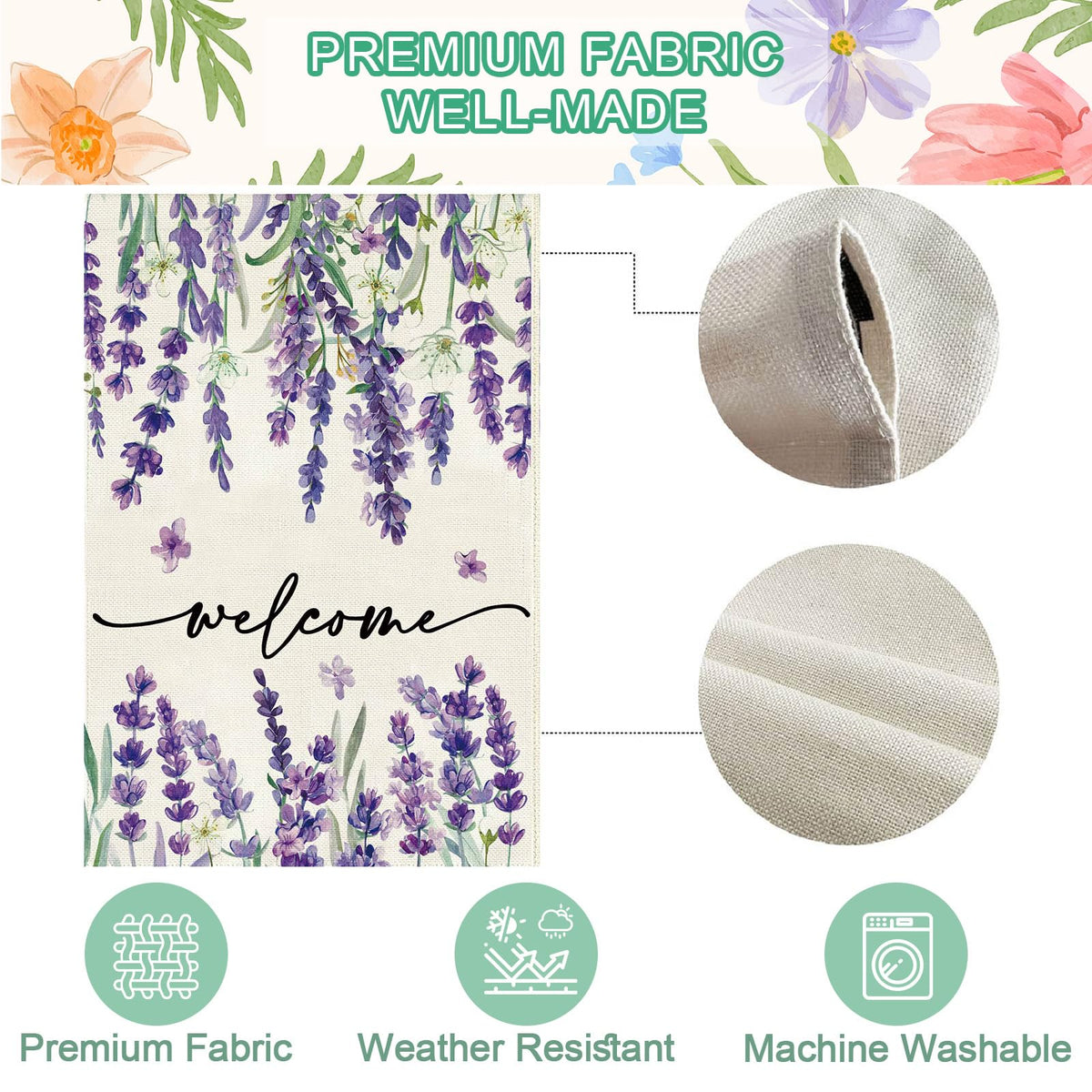 Baccessor Garden flag enhances spring and summer curb appeal.