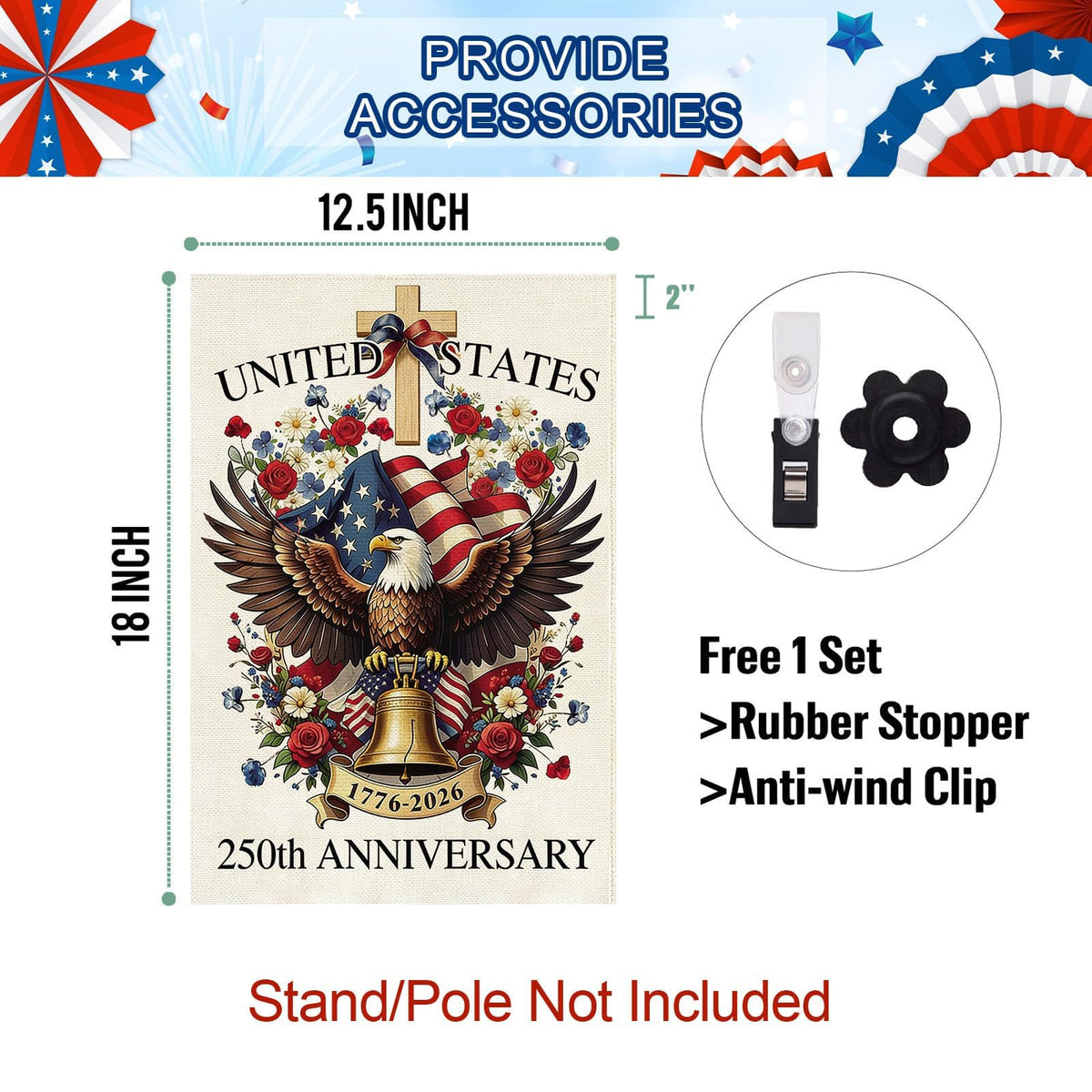 Baccessor garden flag sleeve top allows easy flag pole mounting